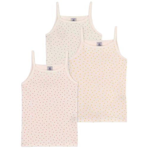 Petit Bateau 3-pak Hjertemønstrete Tanktoppe Cremefarvet | Hvid | 5 years