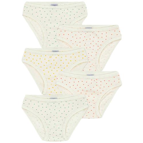 Petit Bateau 5-pak Hjertemønstret Trusse Cremefarvet | Hvid | 2 years