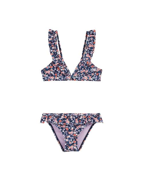 Se WE Fashion Bikini  mørkeblå / lilla / orange / hvid ved About You
