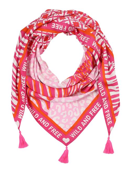 Zwillingsherz Tørklæde 'Wild F'  pink / lyserød / hvid