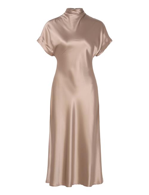 Alivia Short Sleeve Satin Midi Dress Malina Cream