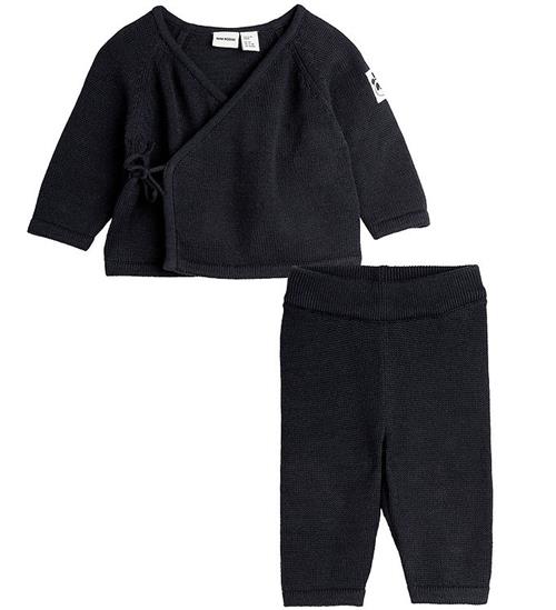 Mini Rodini Sæt - Bluse/Bukser - Strik - Sort