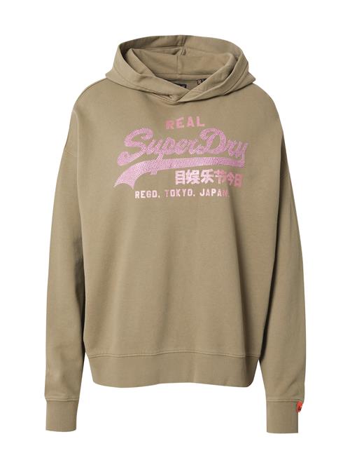 Superdry Sweatshirt 'RHINESTONE'  khaki / lyserød