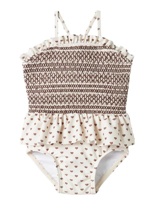 NAME IT Badedragt  cappuccino / hvid