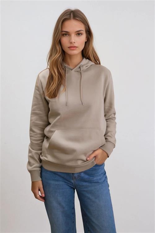 Boyfriend Sweat Hoodie - Mørk Beige - TeeShoppen