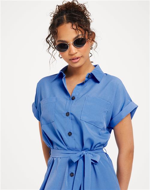 Only - Blå - Onlhannover S/S Shirt Dress Noos Wv
