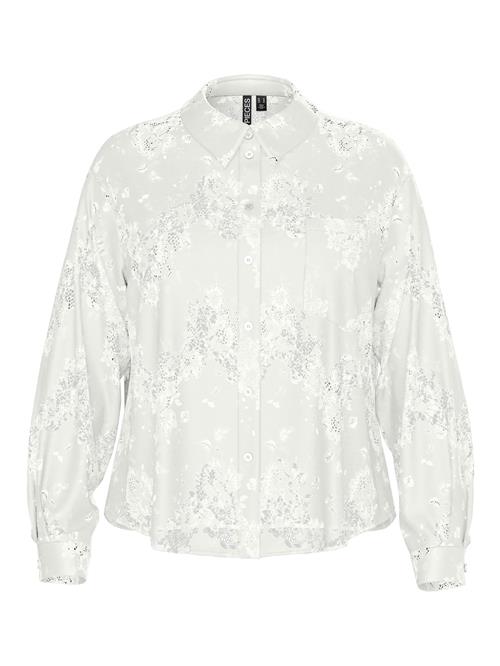 PIECES Bluse 'PCNorinne'  lysegrå / hvid