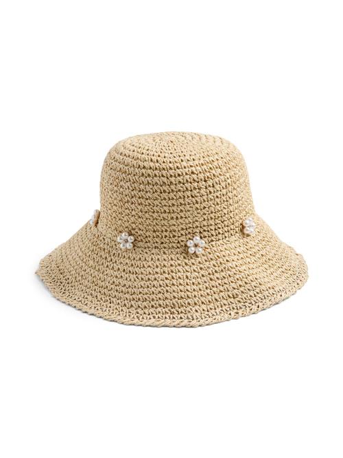 PIECES Hat 'PCSasha'  cappuccino / perlehvid