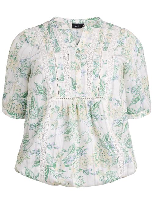 Zizzi Bluse 'Gitte'  lyseblå / gul / pastelgrøn / hvid