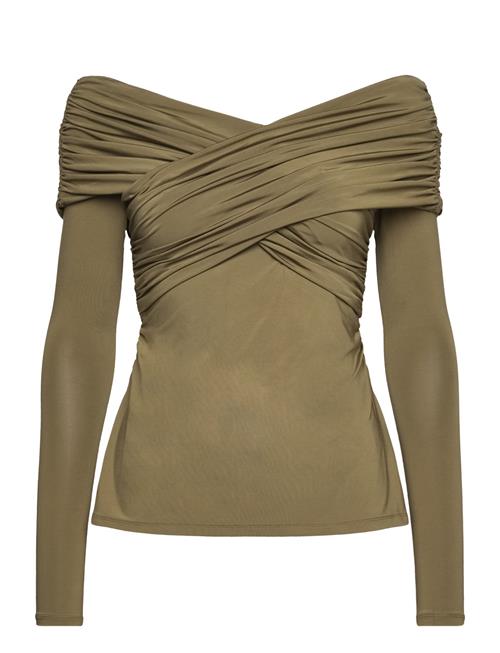 Siri Off Shoulder Jersey Top Malina Khaki