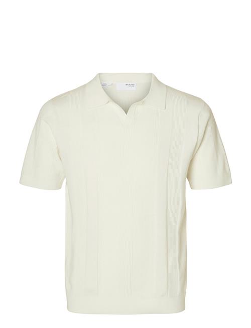 Slhchanning Ss Knit Structure Open Polo Selected Homme Cream