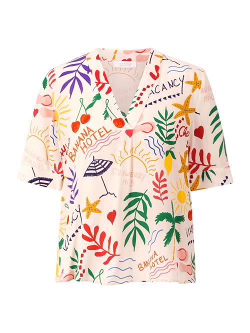 Rich & Royal Bluse  græsgrøn / aubergine / orangerød / offwhite