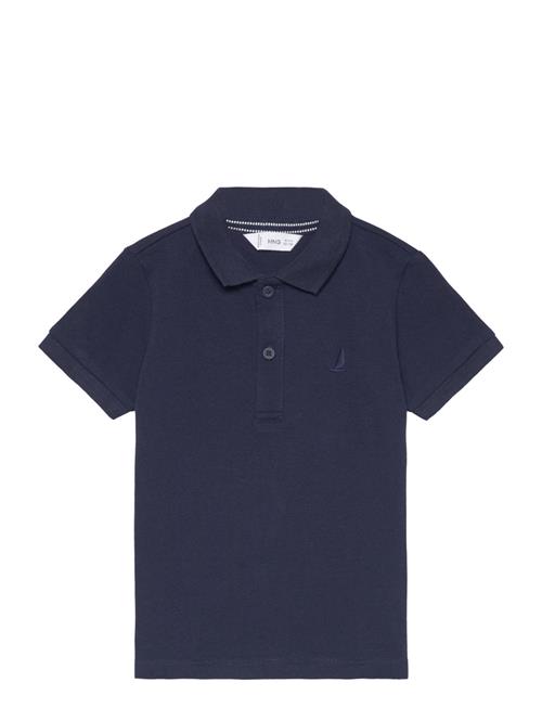 Textured Cotton Polo Shirt Mango Navy