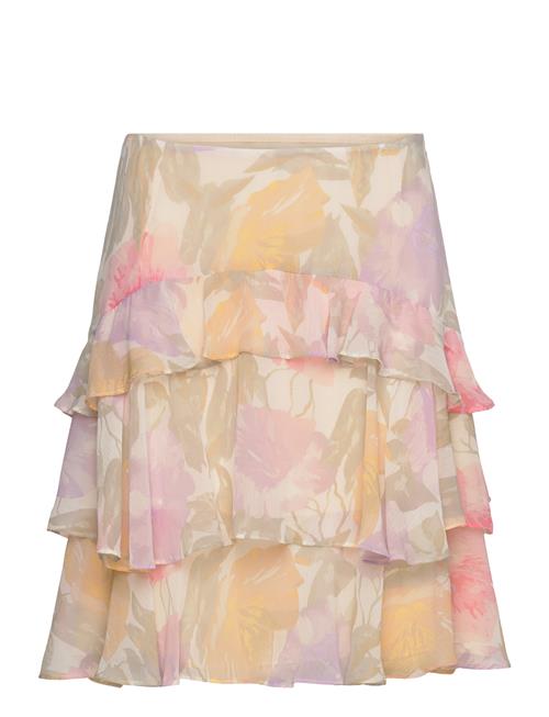 Floral Crinkle Georgette Tiered Skirt Lauren Ralph Lauren Pink