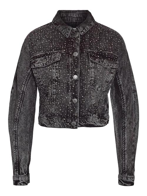 Noisy may Overgangsjakke 'NMJANNEL'  black denim / hvid