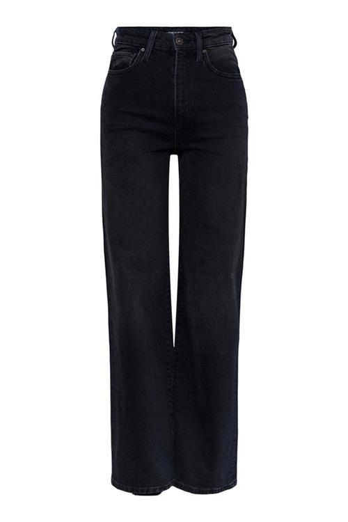 Flikka High Waist Wide Jeans - Black Denim - Herre - 26/32 - PIECES