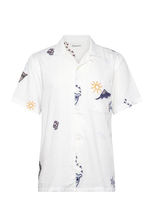 Box Fit Short Sleeve Shirt With Emb Knowledge Cotton Apparel White