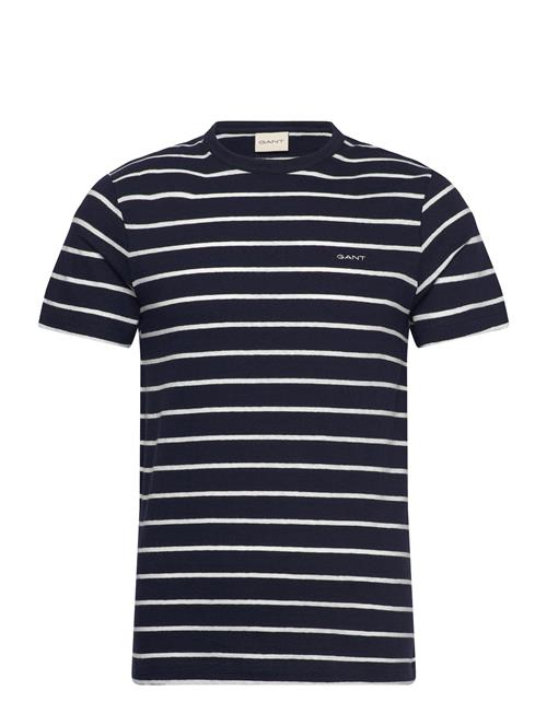 Cotton Linen Stripe Ss T-Shirt GANT Navy