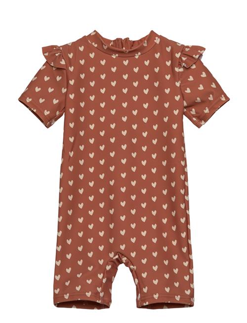 Swimjumpsuit Frills Printed Petit Piao Brown