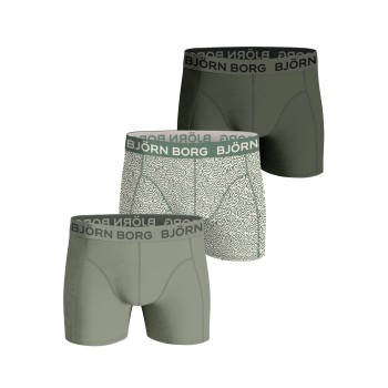 Björn Borg 3P Cotton Stretch Boxer 1721 Grøn Mønster bomuld Large Herre