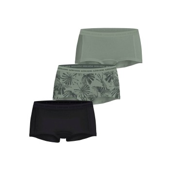 Se Björn Borg Trusser 3P Everyday Cotton Boxer Shorts Sort/Grøn bomuld X-Large Dame ved Timarco
