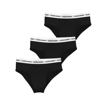 Björn Borg Trusser 3P Logo High Waist Brief Sort bomuld Large Dame