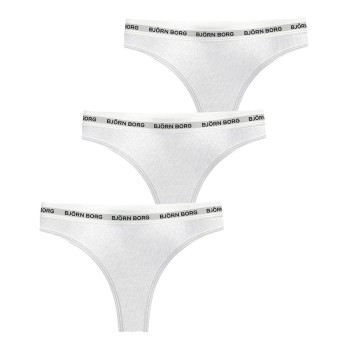 Björn Borg Trusser 3P Logo Thong Hvid bomuld Small Dame