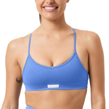 Björn Borg BH Studio Seamless Ribbed Strap Bra Blå polyamid XS/S Dame