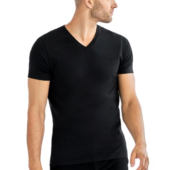 Bread & Boxers Bread and Boxers Cotton Stretch V-Neck T-shirt 2P Sort økologisk bomuld Small Herre