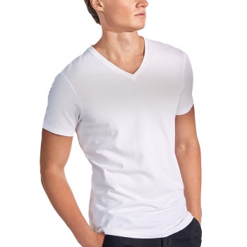 Bread & Boxers Bread and Boxers Cotton Stretch V-Neck T-shirt 2P Hvid økologisk bomuld Small Herre