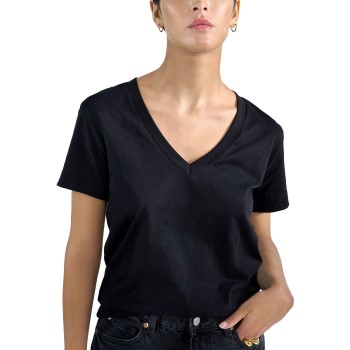 Bread & Boxers Bread and Boxers V-Neck Regular Tee Sort økologisk bomuld Large Dame