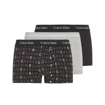 Calvin Klein 3P Cotton Stretch Low Rise Trunks Sort Mønster bomuld X-Large Herre