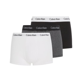 Calvin Klein 3P Cotton Stretch Low Rise Trunks Sort stribet bomuld Large Herre