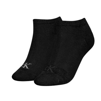 Calvin Klein Strømper 2P Glossy Sneaker Socks Sort Str 35/38 Dame