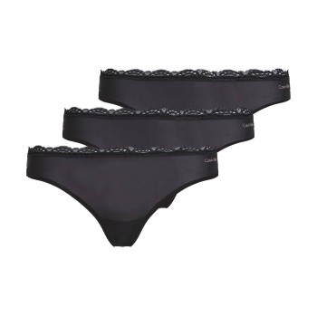 Calvin Klein Trusser 3P Lace Thongs Sort polyamid X-Large Dame