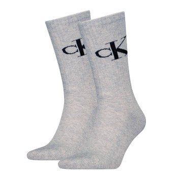 Calvin Klein Strømper 2P Monogram Crew Socks Grå Str 43/46 Herre