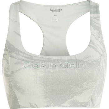 Calvin Klein BH Sport Medium Support Printed Bra Lysegrøn Large Dame