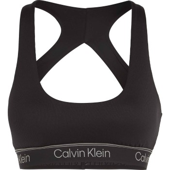 Calvin Klein BH Sport Ribbed Medium Impact Sport Bra Sort polyester X-Large Dame