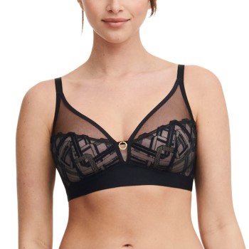 Chantelle BH Corsetry Embroidery Wirefree Support Bra Sort D 95 Dame
