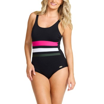 Damella Annabella Chlorine Resistent Swimsuit Sort/Rosa polyester 42 Dame