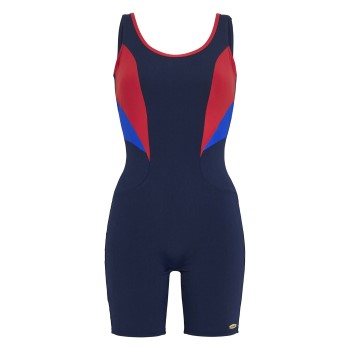 Damella Cindy Chlorine Resistant Long Leg Swimsuit Marine/Rød polyamid 38 Dame
