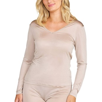 Damella Silk Long Sleeve Beige silke Large Dame