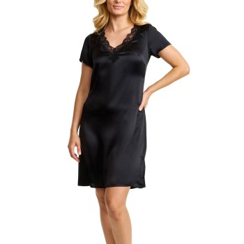 Damella Woven Silk Plain Nightdress Sort silke Medium Dame