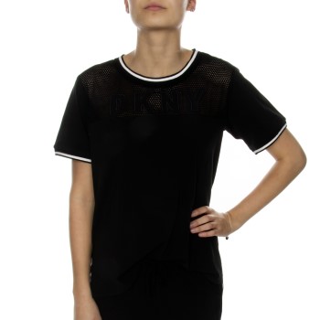 Se DKNY Spell It Out SS Tee Sort X-Small Dame ved Timarco
