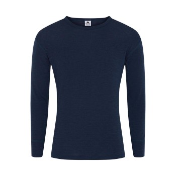 Dovre Wool Long Sleeve T-Shirt Marineblå uld Large Herre