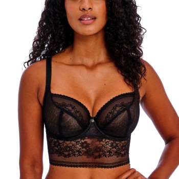 Freya BH Sydnie Underwired Longline Bra Sort H 75 Dame