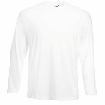 Fruit of the Loom Valueweight Long Sleeve T Hvid bomuld Large Herre