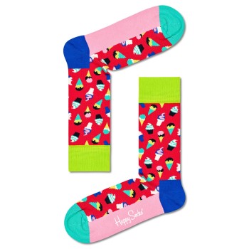 Se Happy socks Strømper 2P Ice Cream Sock Rød/Rosa bomuld Str 36/40 ved Timarco