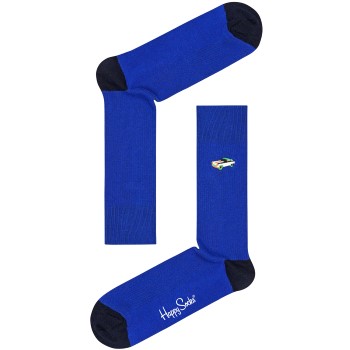 Happy socks Strømper Ribbed Embroidery Car Sock Blå Str 41/46