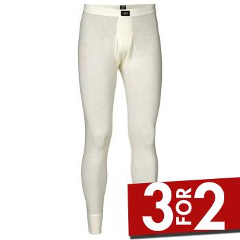 JBS Lange Underbukser Wool Long Johns With Fly Creme uld Small Herre
